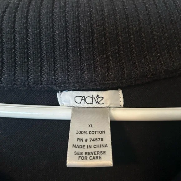 Cache Black Ribbed Collar Jacket XL - Picture 4 of 14